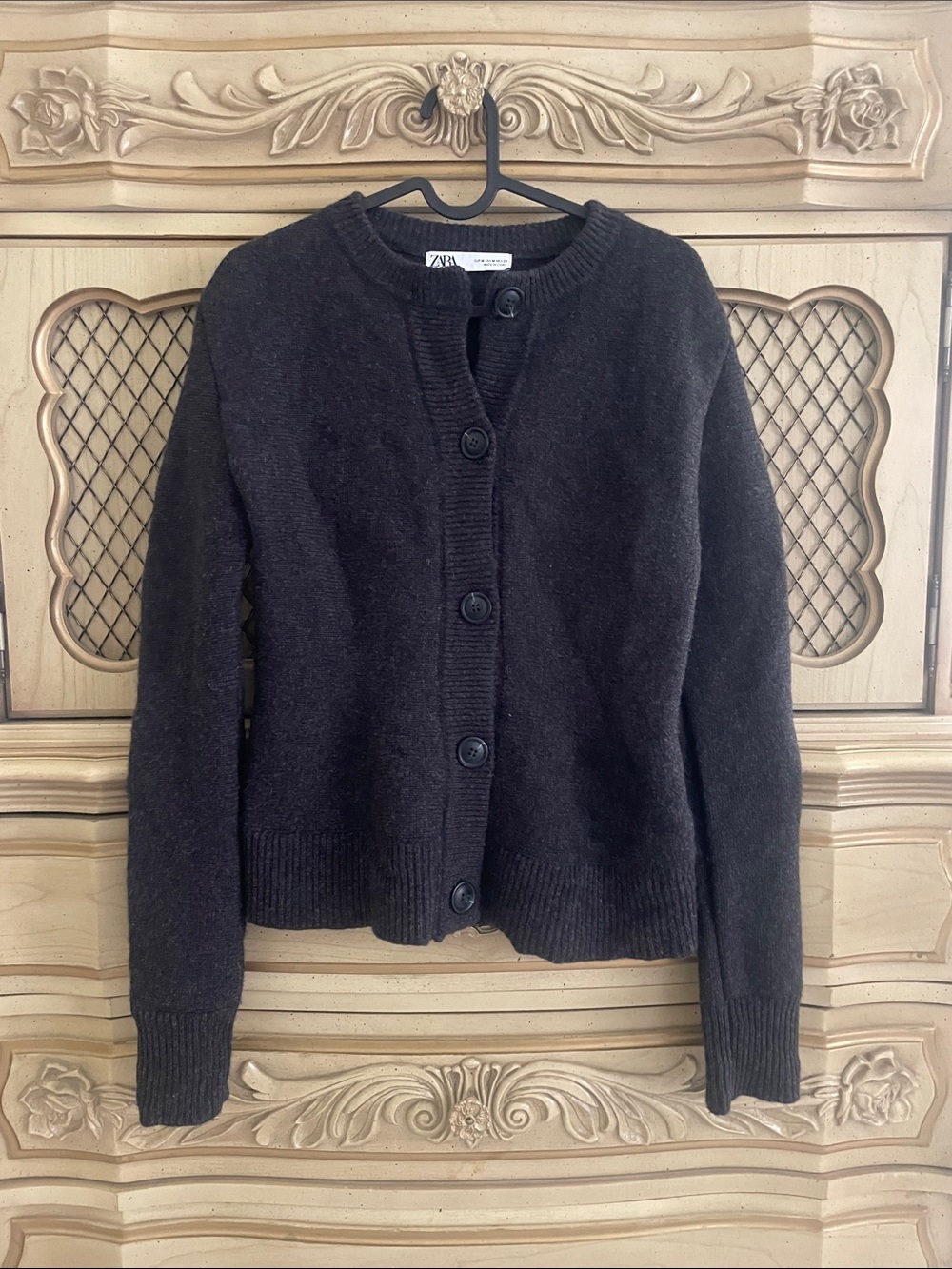 Zara Black Button-Front Cardigan Sweater